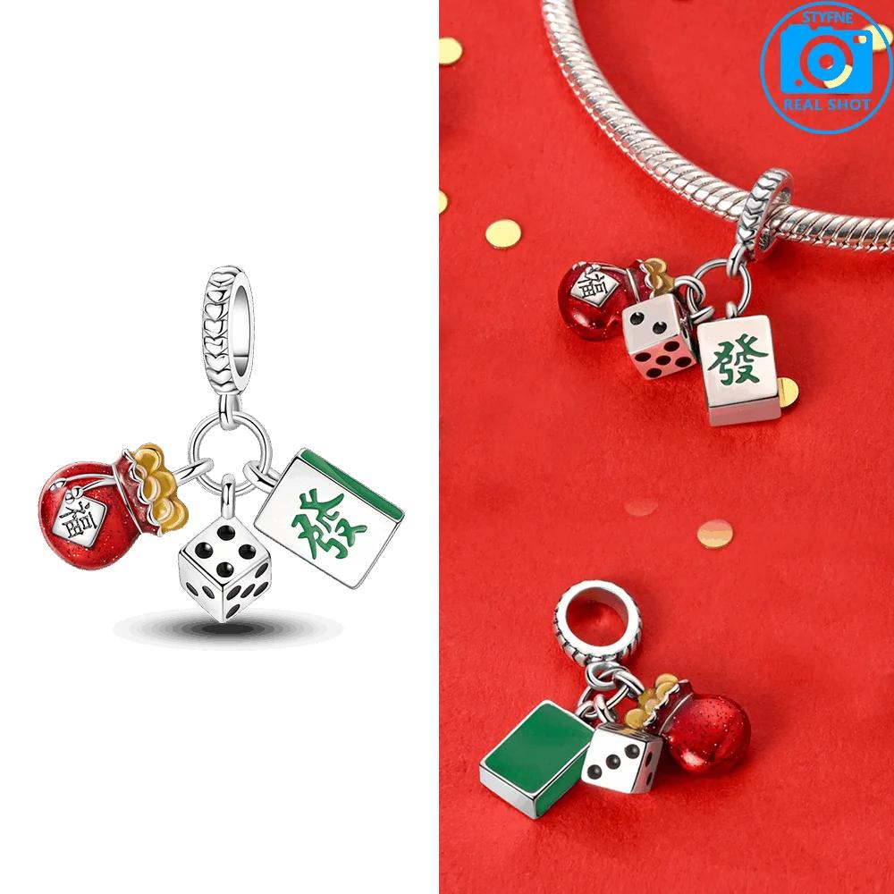 Authentic Copper Color God of Wealth Lucky Cat Lantern Lion Dance Charm Bead Charms Bead Charms Compatible With Bracelets Do It Yourself New Years Je