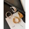European and American C-Shaped Metal Silver Braided Brushed Earrings for Women, Niche Design, High-End Ear Studs, 2026 New Style
