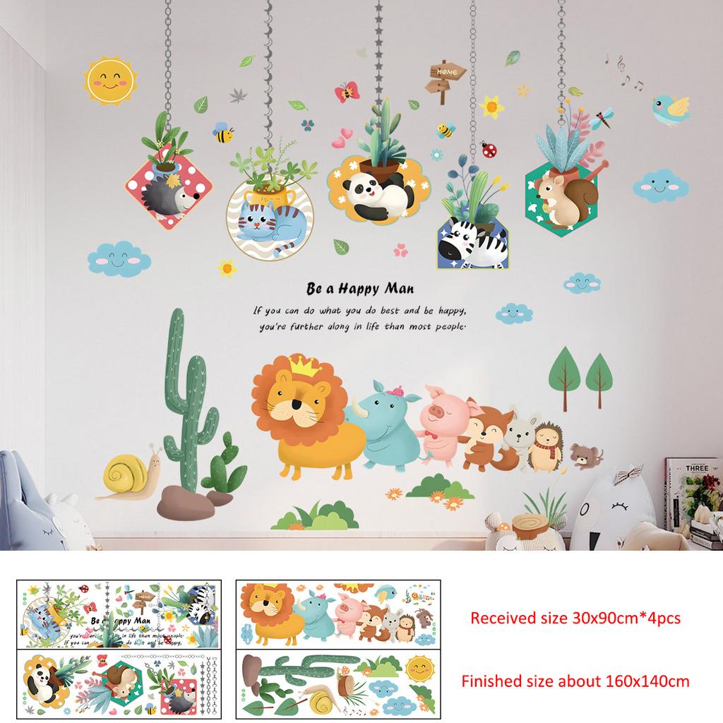 Kids Room Wall Stickers Cartoon Nursery Decoration Self Adhesive Removable Decor for Kindergarten Baby Bedroom Classroom