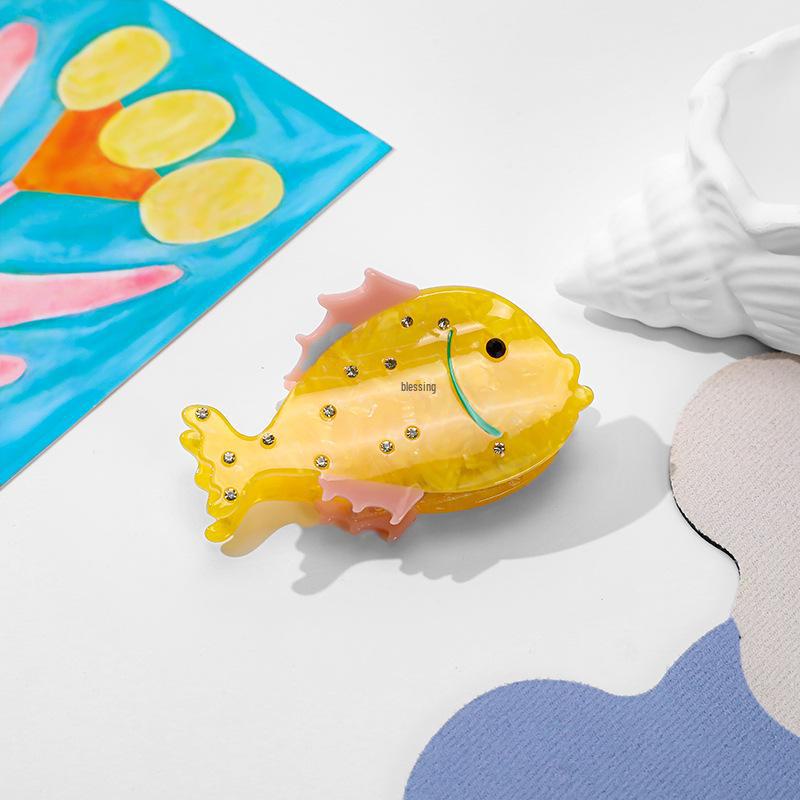 

Замбийский дизайн, декоративная заколка для волос в виде акулы с рыбьим уксусным кислотным материалом жёлтый