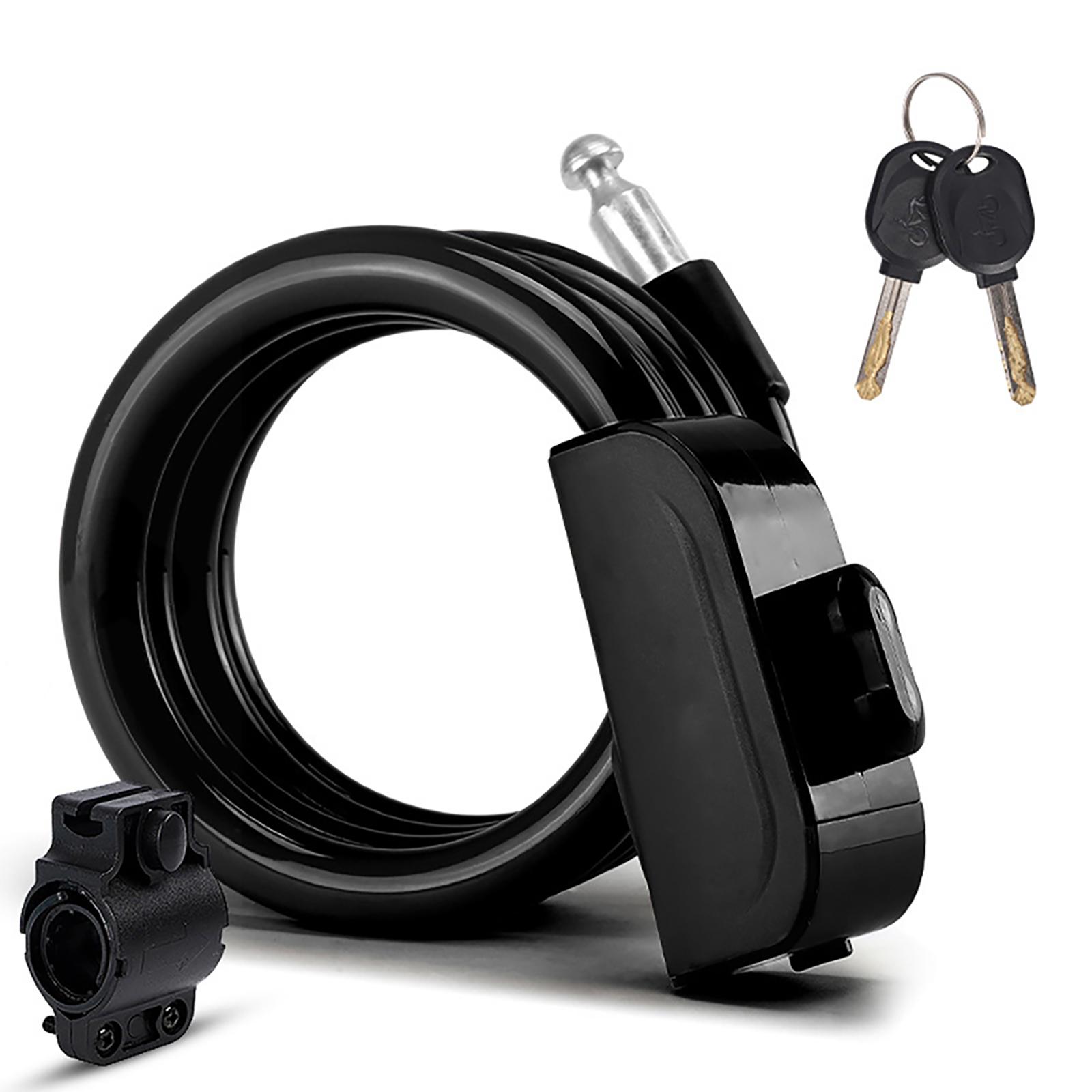 1.2M Portable Bicycle Lock PVC Steel Cable Anti-theft Waterproof Cycling Lock Portable Extended Thick Mountain Bike Lock black #1