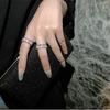 Design Sense Light Luxury Full Diamond Ring, Zircon Super Flash Row Diamond Double Layer Ring Temperament Open Woman