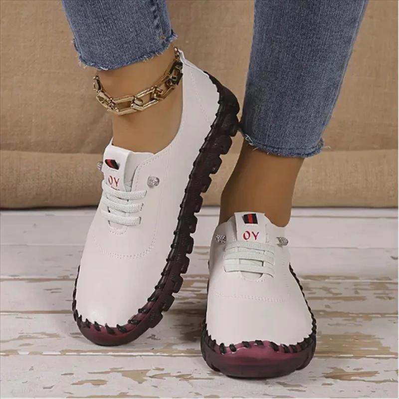 Women's New Fashion Round Toe Designer Sports Shoes Women Spring Simple Solid Color Outdoor Hiking Mountain Vulcanized Shoes
