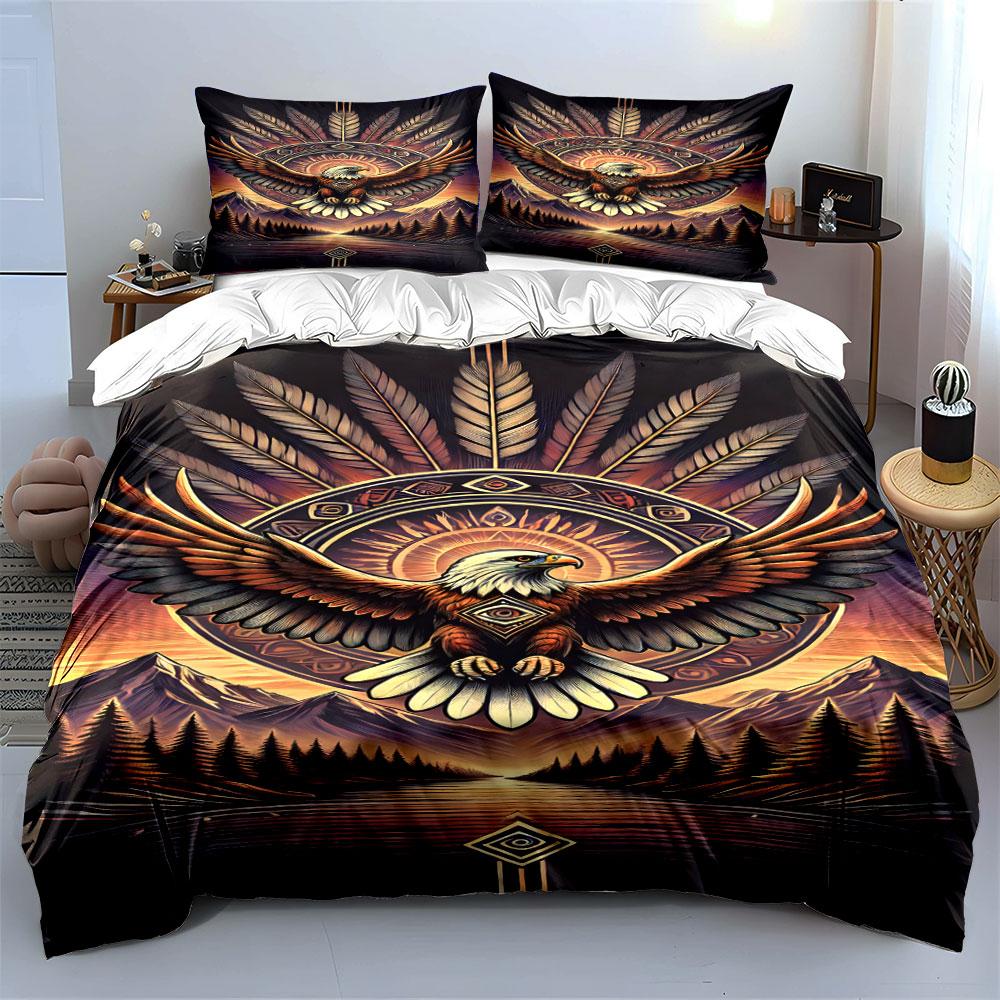 Eagle, feathers, mountains, sunrise. Bedding sets Duvet cover sets Duvet covers Pillowcases(1 * Duvet Cover 2 * Pillowcases, without duvet insert)