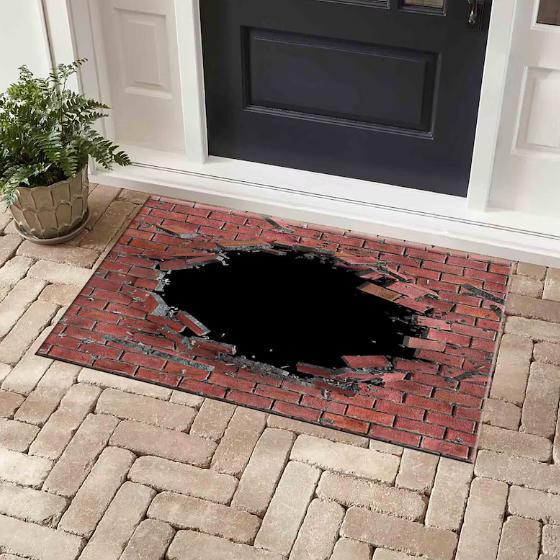 3D Hole Optical Illusion Floor Mat – Geometric Entryway Rug Living Room Home Decoration Carpets