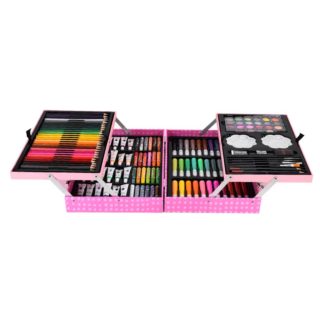 Drawing Art Box Washable Odorless Colorful Safe Pigment 2 Layer Aluminum Box Art Set
