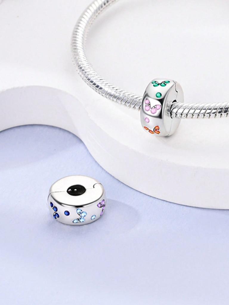 Charms Plata Copper Colors Colored Diamonds Clips And Spacers Bead Pendant For Original Bracelet For Women Diy Jewelry Love Gift