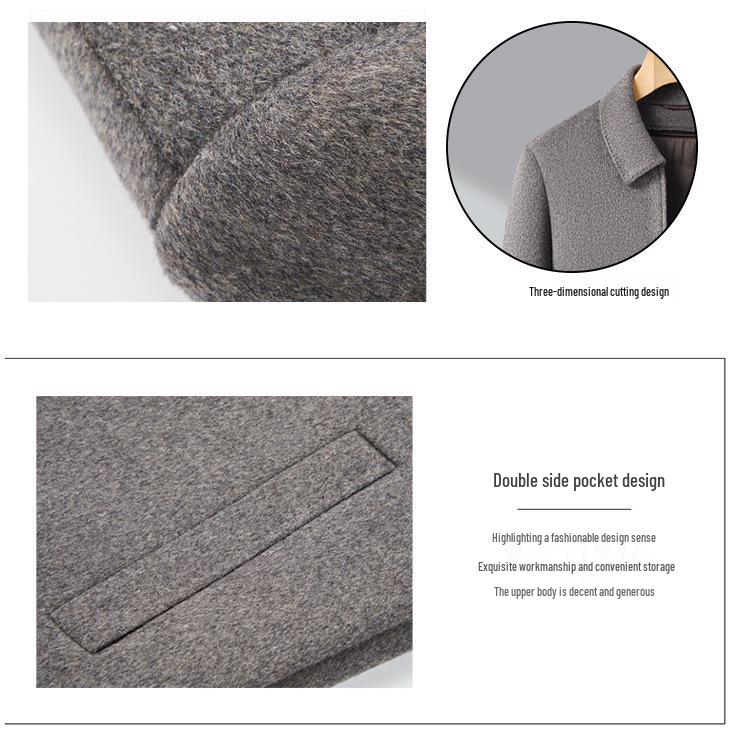 Men's Winter Wool Coat with Detachable Down Liner - Thickened, Double-Sided, Short, Lapel Style for Middle-Aged Men