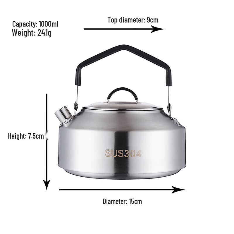 HLY Outdoor 304 Stainless Steel 1L Kettle