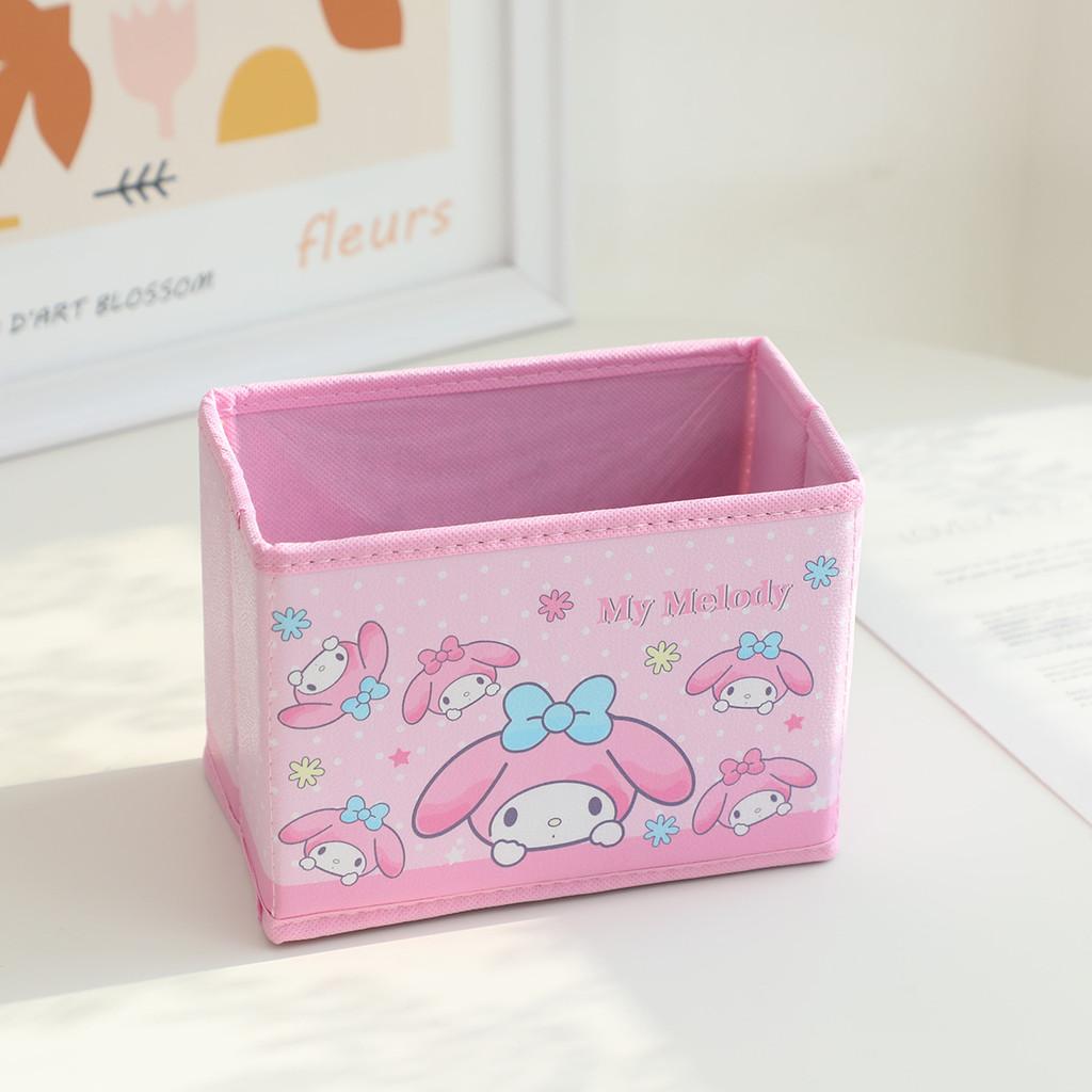 Hello Kitty Kuromi Cinnamoroll My Melody Pattern Foldable Desktop Storage Box For Makeup And Office Supplies