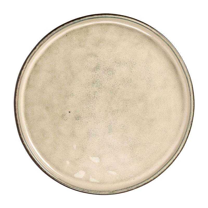 Retro Corrugated Plate, Kiln-Changed Ceramic Plate, Tableware, Household Round Plate, Japanese-Style Western Plate, Steak Plate, Plate