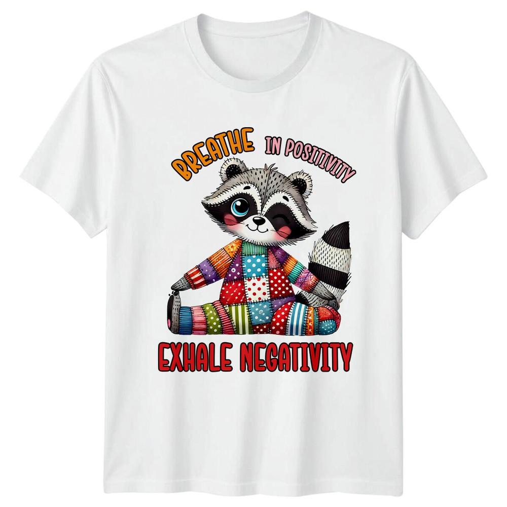 Yoga Raccoon Breathe In Positivity TShirt Exhale Negativity S