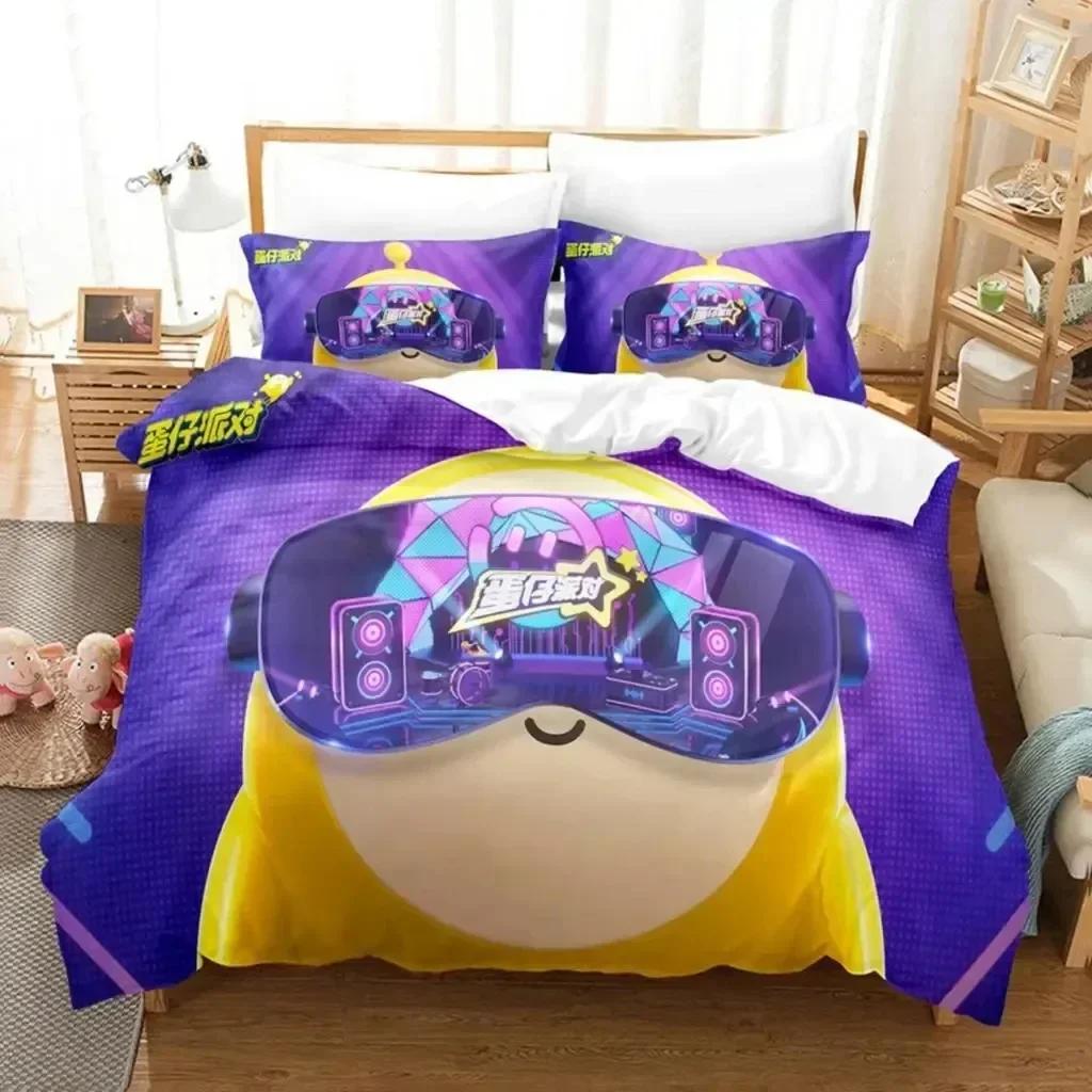 Cartoon Eggy Party Game Bedding Set Duvet Cover Sheet Printed Bed Set Pillowcase Bed Full Queen King Size Comforter Bedroom