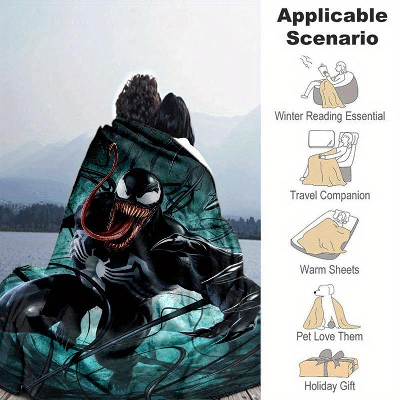 1pc Venom Printing Blanket - Soft, All-Season Throw for Living Room, Bedroom,Personalized Gift with Adorable Cartoon Design