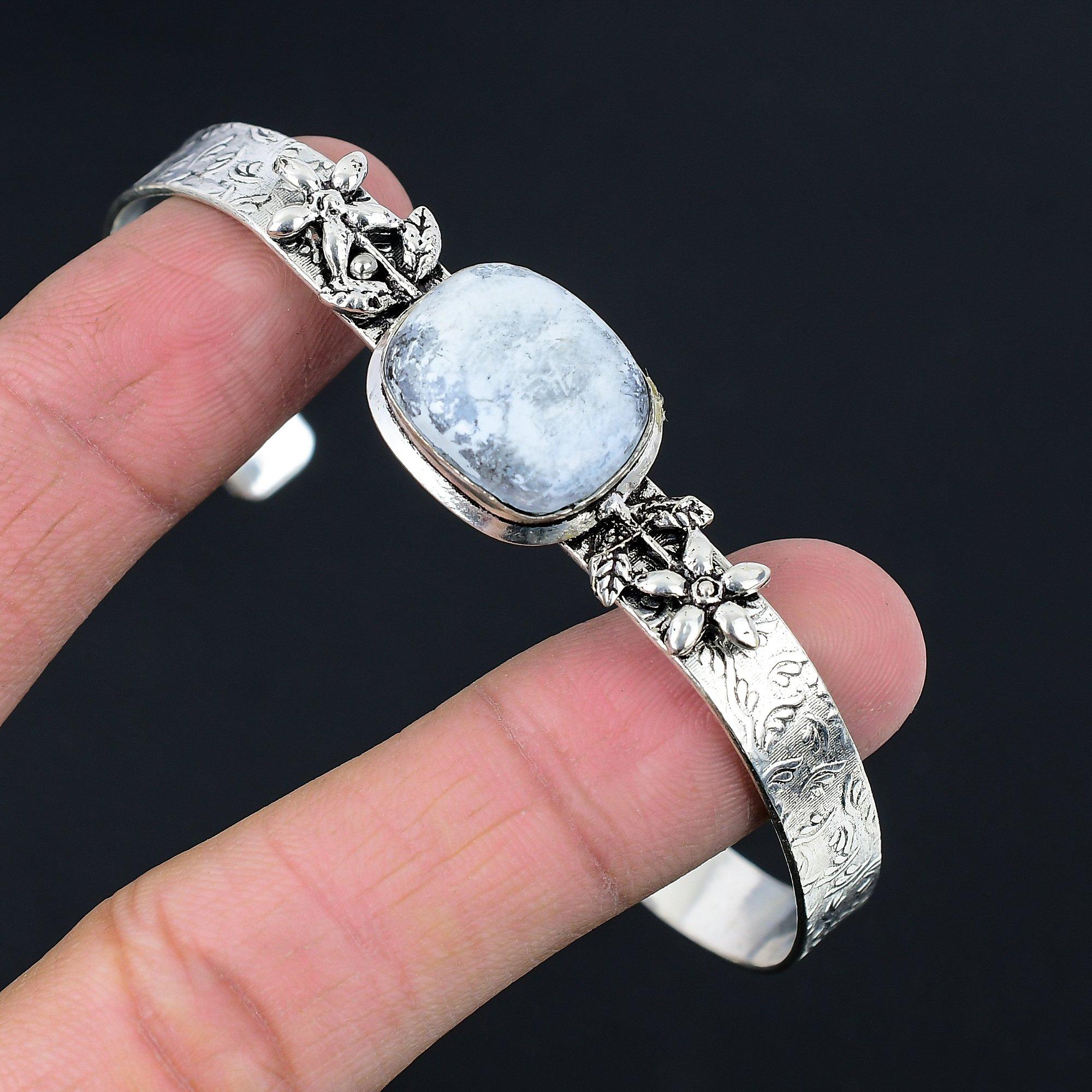 

Предложение ко Дню дружбы Серебро 925 пробы Камень Малигано Джаспер Юбилейный Цветочный Браслет Adjustable