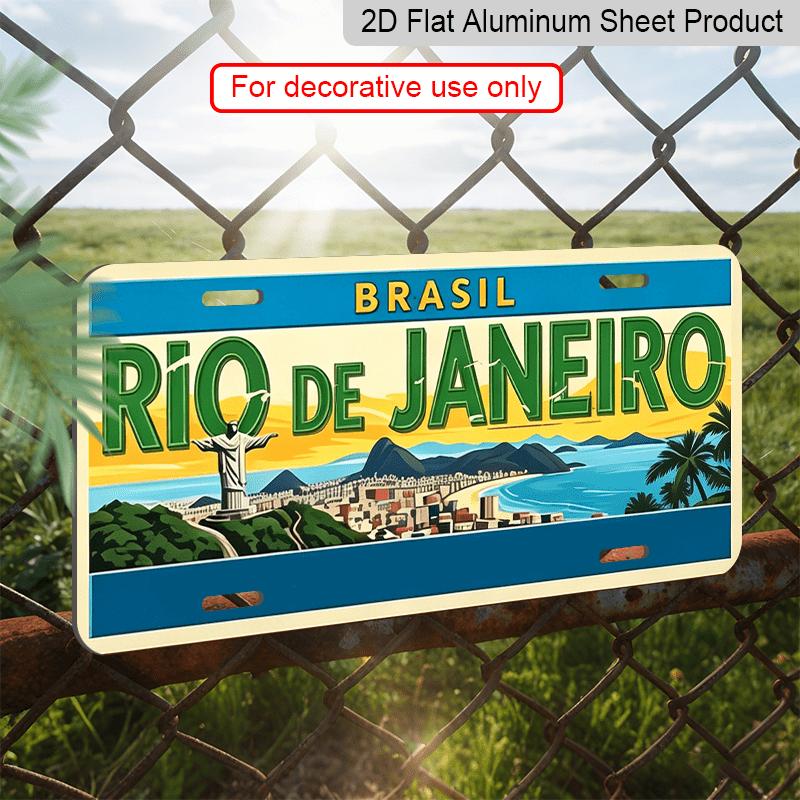 2D Flat - Vintage Rio De Janeiro Cidade Maravilhosa Aluminium Decorative Sign| 2D Flat Print, 11.8×5.9 Inch, Ideal for Wall Decor in Study and