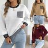 Women S Long Sleeve Striped Pocket Casual Sweater