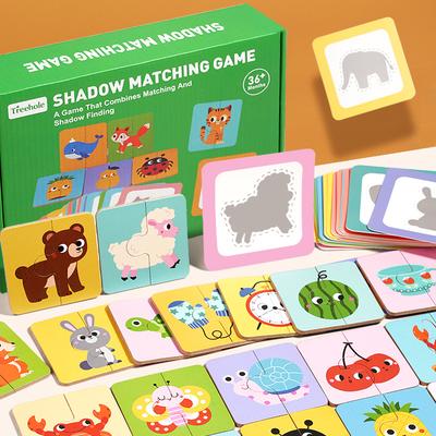 Montessori Shape Matching Board Game Wooden Find Shadow Matched Images Animal Fruit Blocks Puzzles Educational Toy for Children