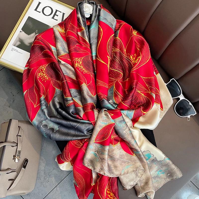 Spring Scarf Women's Luxury Design Polyester Material Smooth Scarf Soft Shawl Beach