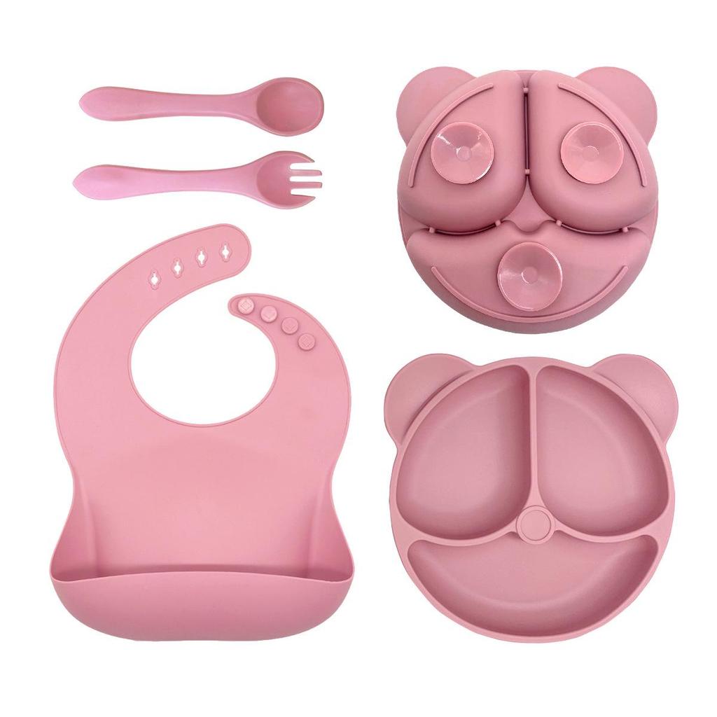 Little Bear Silicone Suction Plate & Bib Set for Infants and Toddlers