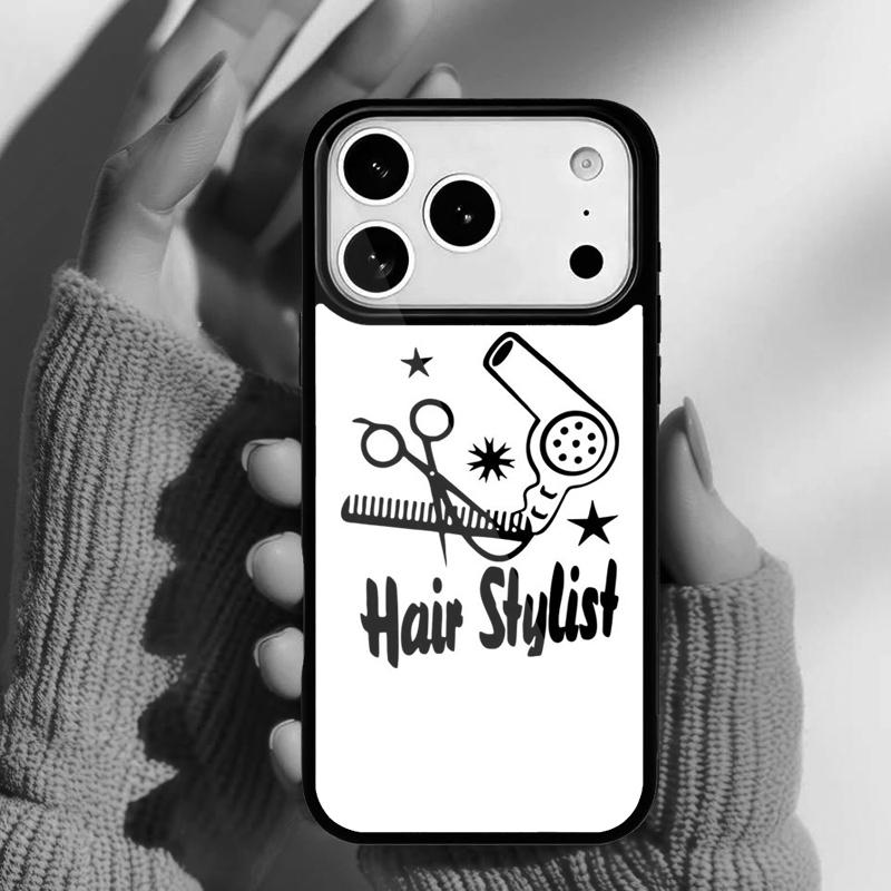 Barber Scissors Hairstylist Salon Phone Case for iPhone 17 16 15 14 13 Pro Max Back Cover for 12 11 Pro Coque