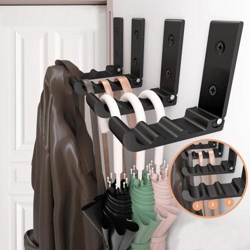 6-Piece Folding Coat Hooks, Heavy-Duty Aluminum Alloy Wall Hooks for Bedrooms, Entryways, and Living Rooms, Holds up to 33 Pounds, Black