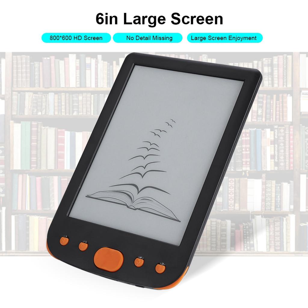 BK‑6025L Portable 6inch 8G E Book Reader Supports TF Card Screen Lighting Orange