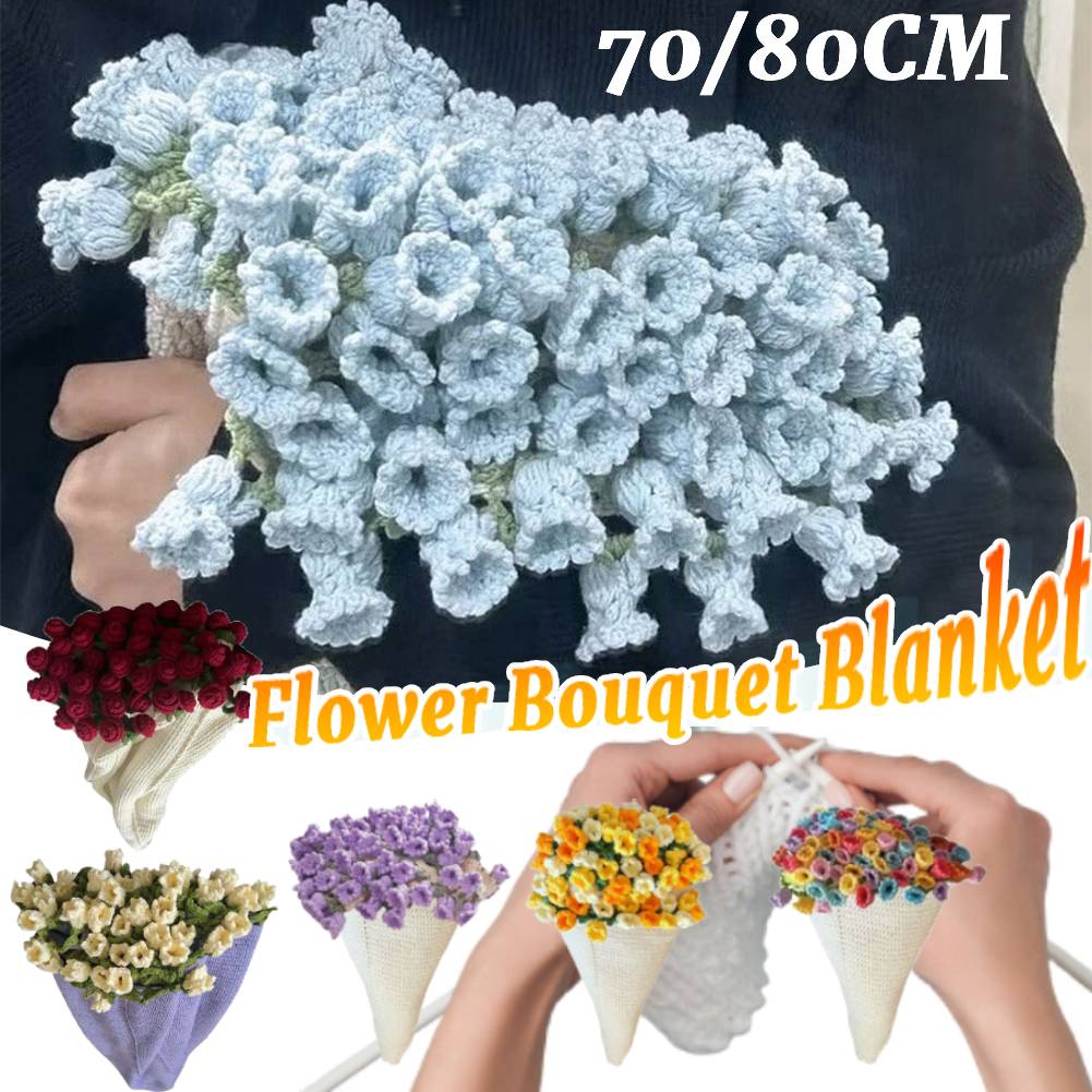Rose Flower Blanket with DIY Material Package Handmade Soft Knitted Throw Blanket Crochet Flower Blanket Creative Gift 2025 New