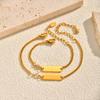 Children'S Bracelet Stainless Steel Plated 18K Gold Smooth Blank Rectangular Brand Zircon Bracelet Can Be Engraved Br-2421