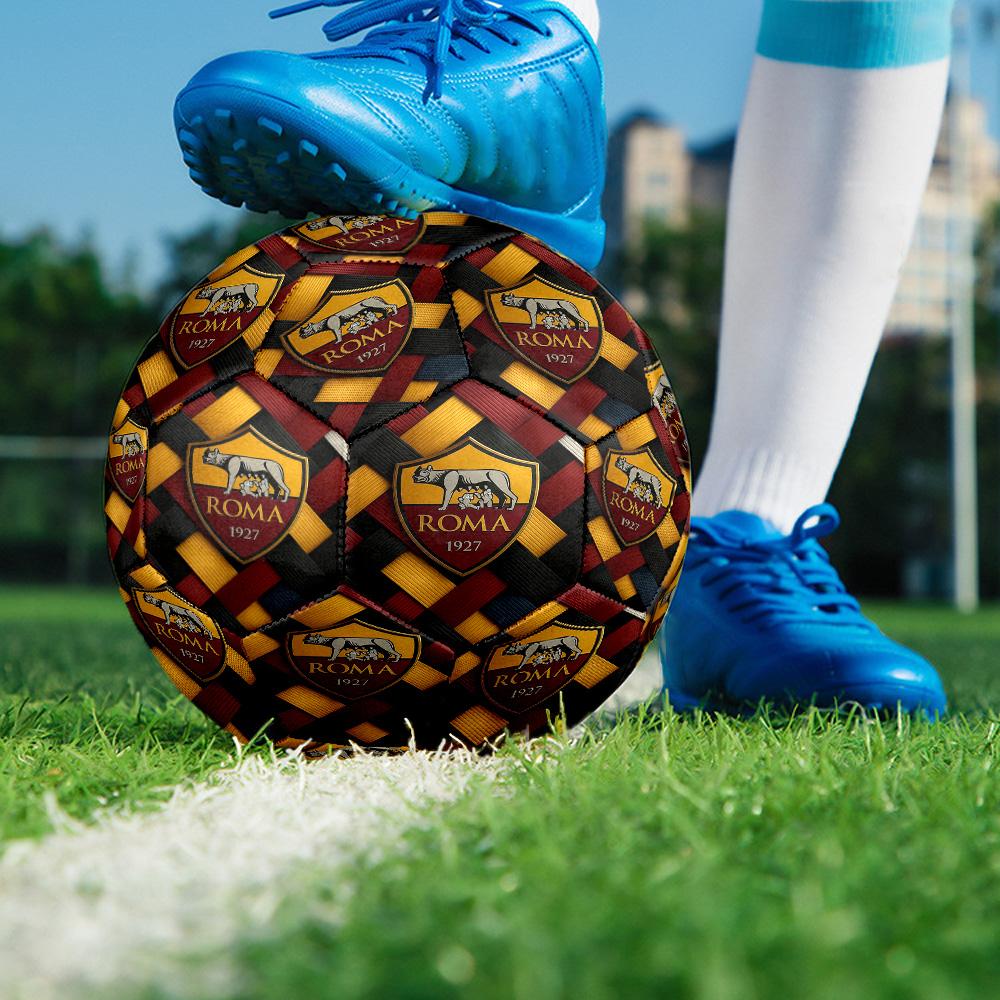 AS Roma Klub Piłkarski Rozmiar Halowy 5 Piłka Nożna Kolorowa Szyta Maszynowo PVC Gotowa na Zawody Wytrzymała Wysoko Odbijająca