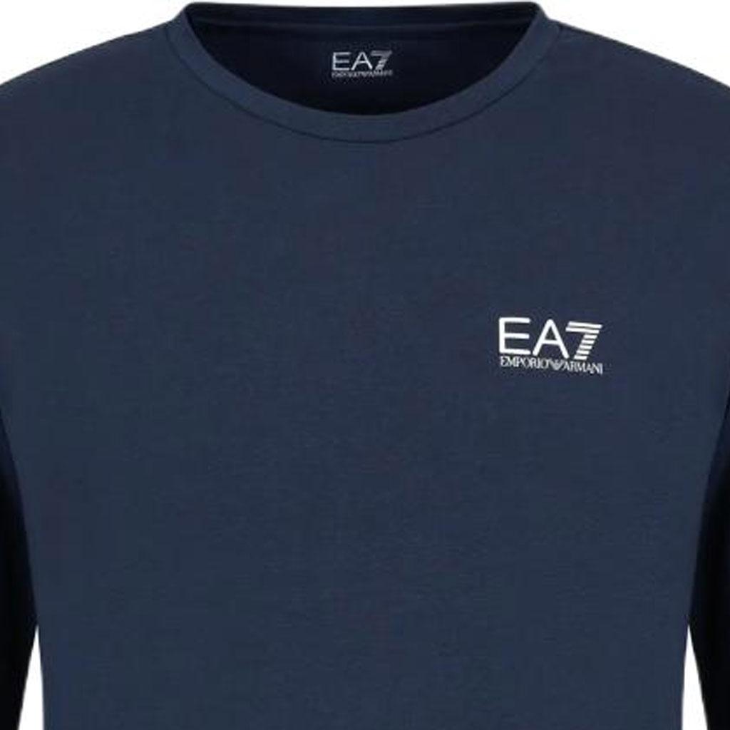 Emporio Armani EA7 SS24 Logo Letter Print Slim Fit Long Sleeve T-Shirt Men Tops Navy-Blue 8NPT28-PJVQZ-0562