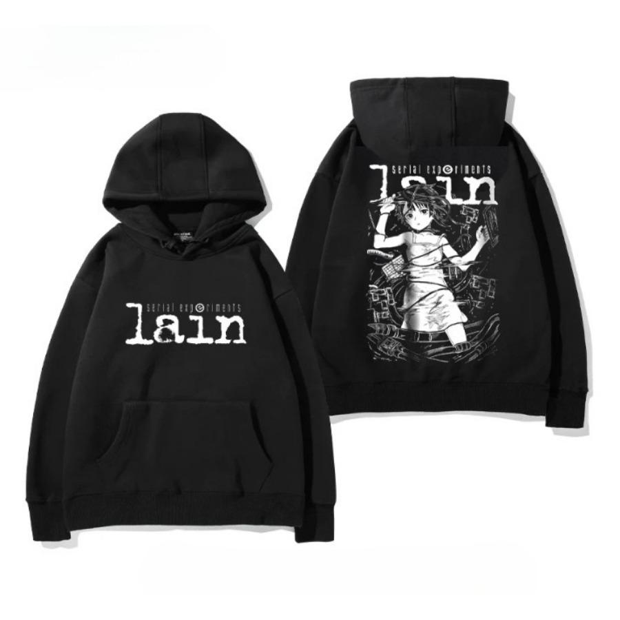 Serial Experiments Lain Funny Hoodie Hip Hop Graphic Sweatshirt Poleron Hombre Streetwear Harajuku Tracksuit Oversized Clothes