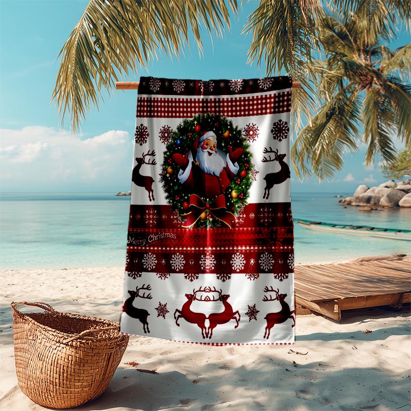 Ultra-Soft Beach Towel with Christmas Theme,Ideal for Pool - Camping, Diving - Perfect Travel Essential, Vibrant Beach Towel.
