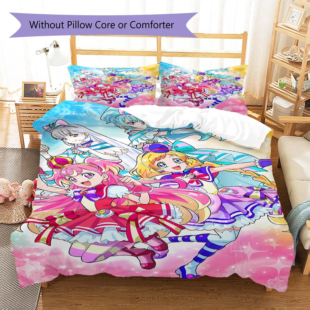 WonderfulPrecur,Winx Club Pattern Bedding,Quilt Set Quilt Cover Pillowcase Home Birthday Gift (1 * Duvet Cover + 2 * Pillowcase, Without Core)