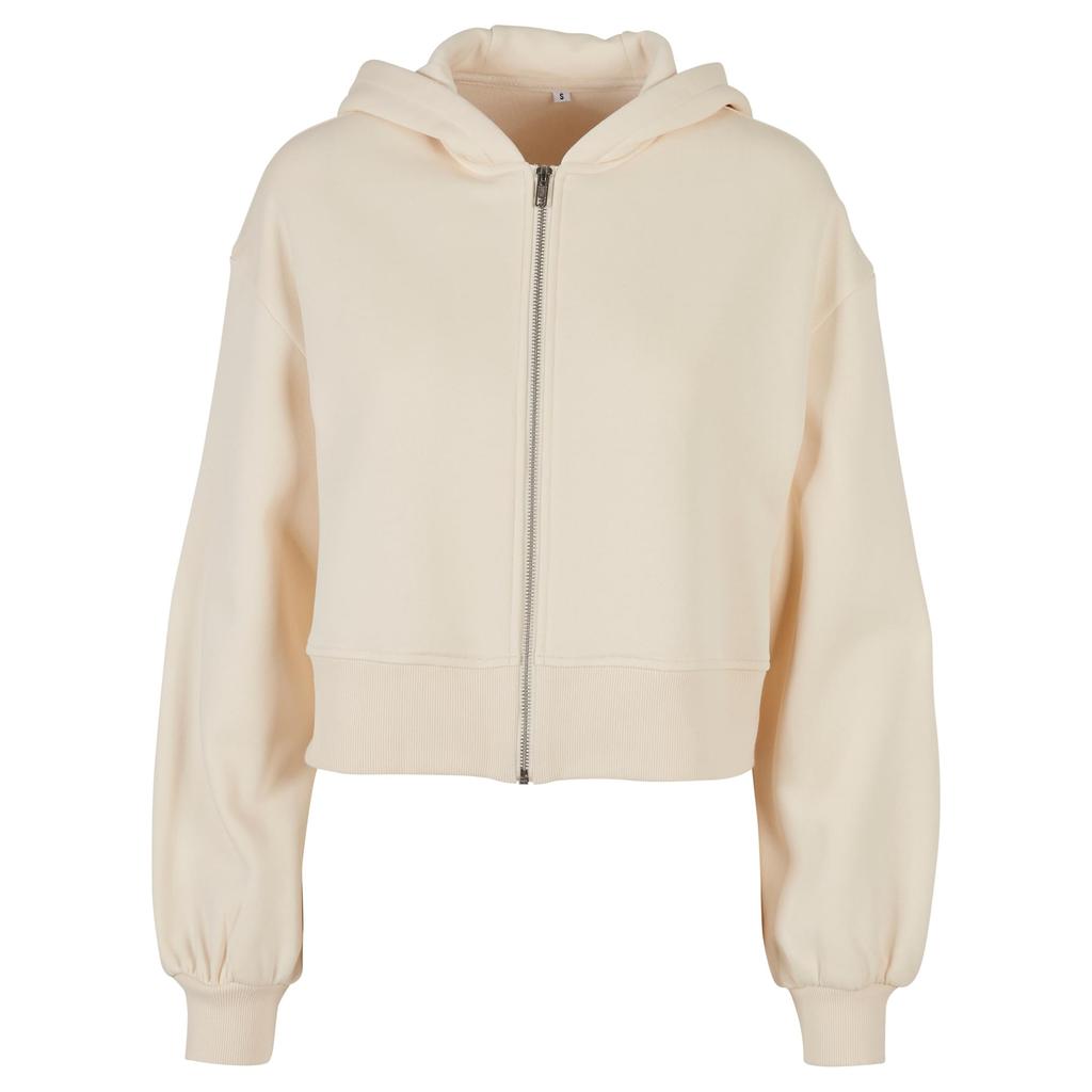 Baue deine Marke Damen/Damen Kurzer übergroßer Full-Zip-Hoodie