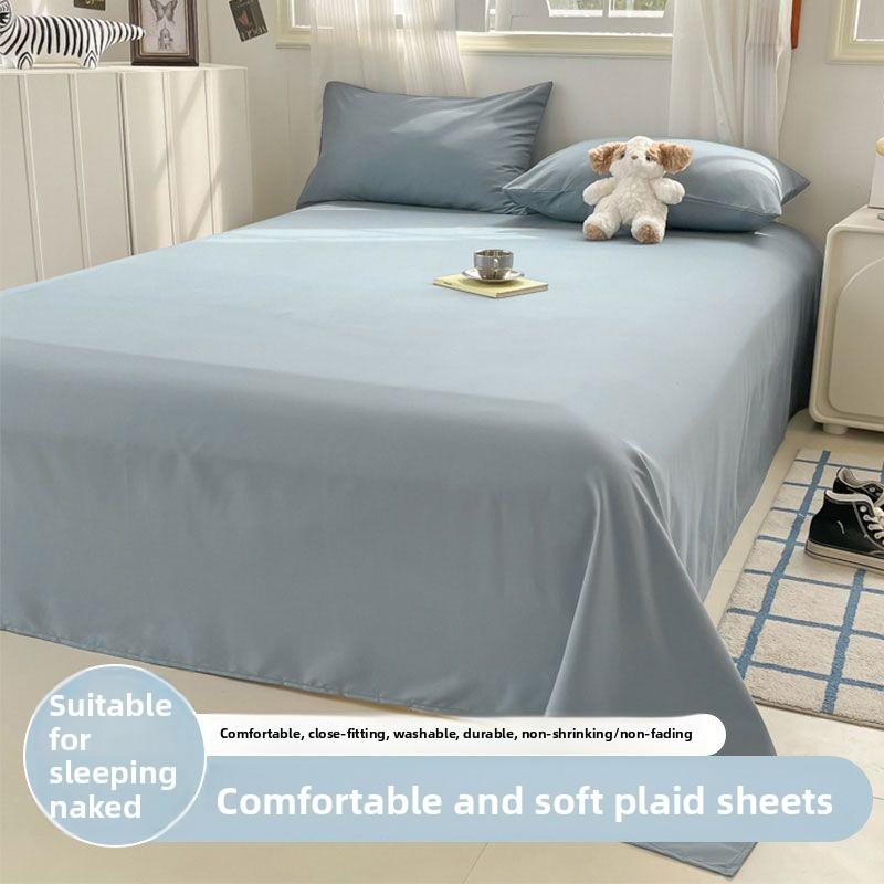 Cream Style Striped Skin-friendly Bed Sheet For Single Double Student Dormitory Household Bed