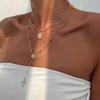 Rhinestone Cross Necklace Set Fashion Stacked Collarbone Chain Metal Stacked Necklace  Accessories