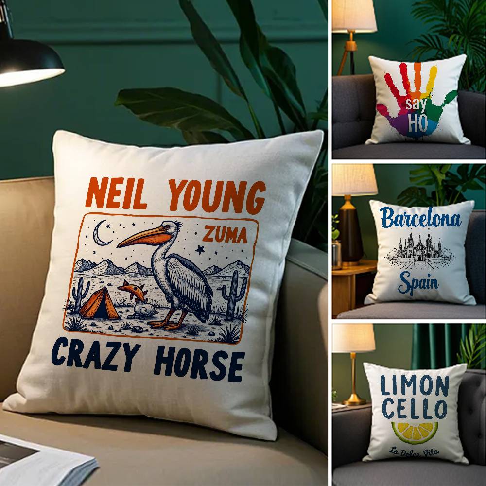 Fashionable Hand-painted Minimalist Prints Pillow Case Comfort Sofa Bed Silky Elegant Invisible Zipper Decorative Cushion Cover