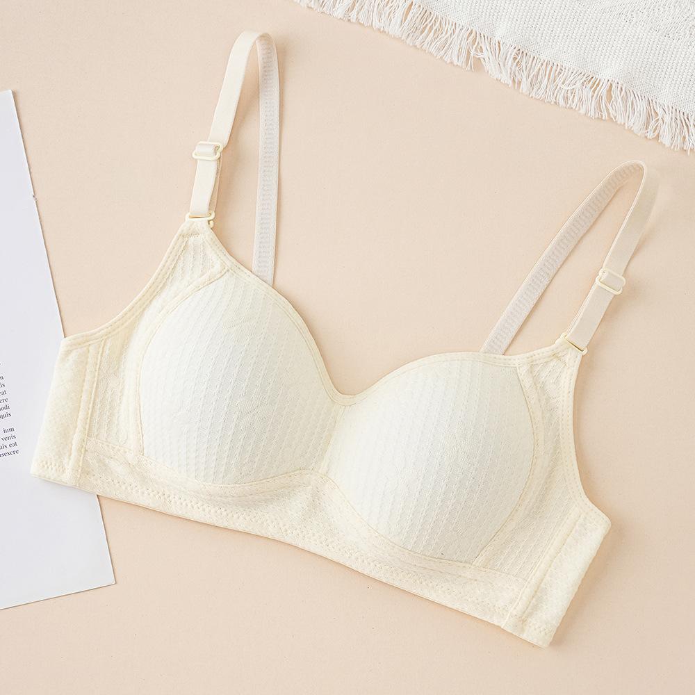 

Зручний і милий однотонний однотонний бюстгальтер для студентів у смужку з плоскими грудьми для дівчаток 85