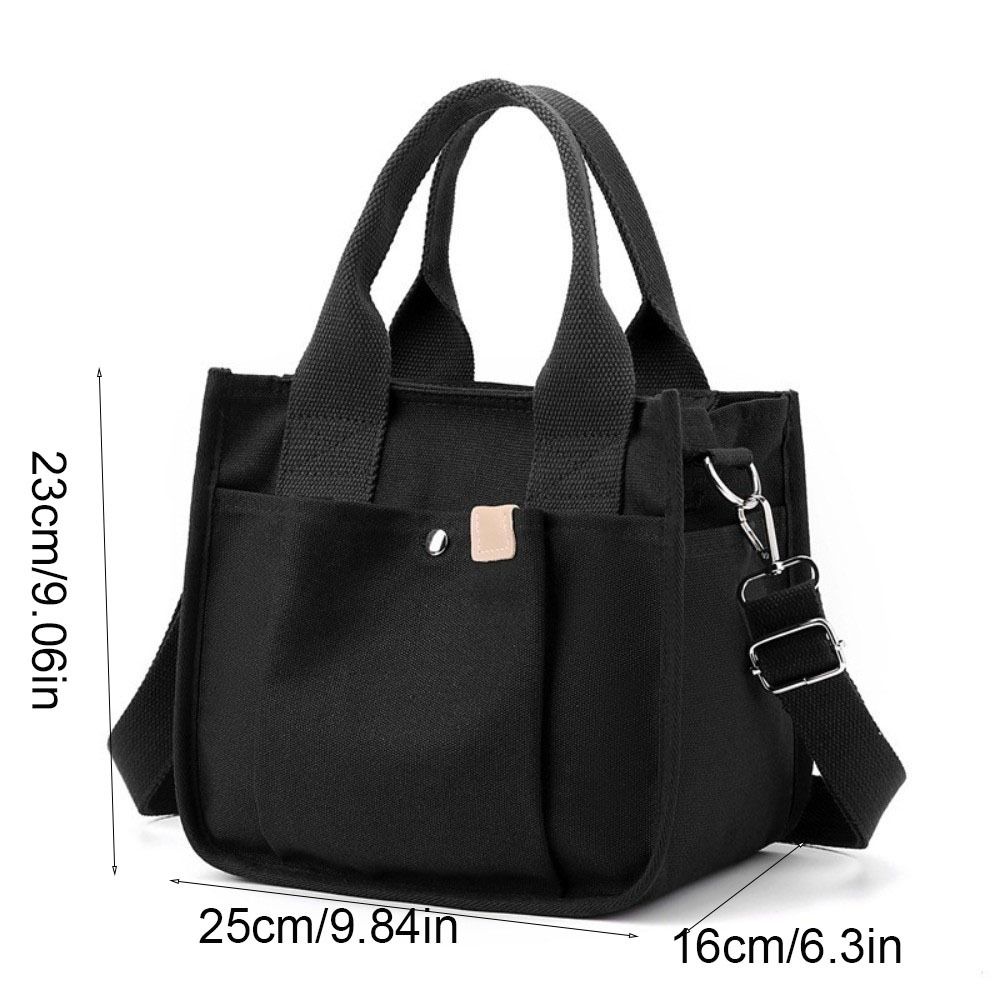 Zipper Japanese Style Crossbody Bag Handheld Solid Color Tote Bag Canvas Shoulder Bag Students
