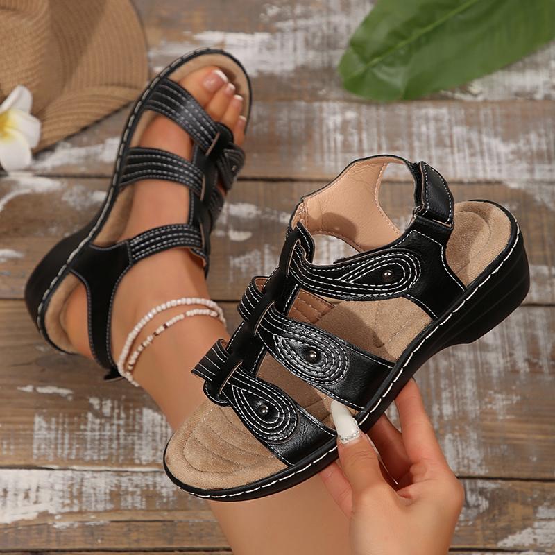 Fashion Roman Style Black Wedge Sandals for Women Summer Thick Sole Non Slip Beach Shoes Woman Comfort Soft Sole Outdoor Sandalias Mujer