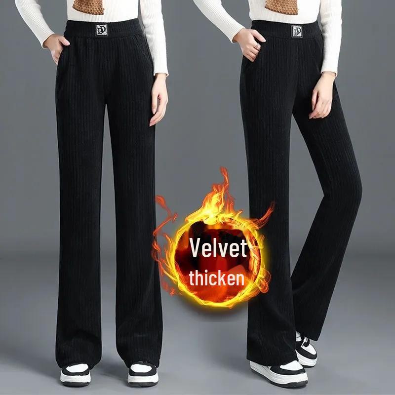 

Жіночі розкльошені штани з високою посадкою 2024 - Осінньо-зимові повсякденні штани з широкими штанинами XL чорний