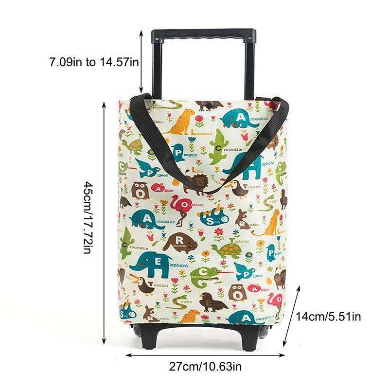 Foldable Oxford Cloth Telescopic Trolley Shopping Bag Household Trolley Shopping Cart with Wheels