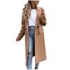 Stylish Women Winter Coat Wool Cardigan Loose Fit Warm Outerwear Casual Button Lapel Fake Pocket