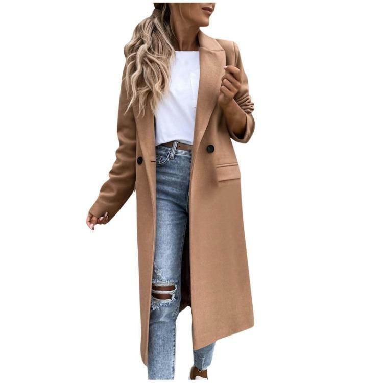 Stylish Women Winter Coat Wool Cardigan Loose Fit Warm Outerwear Casual Button Lapel Fake Pocket