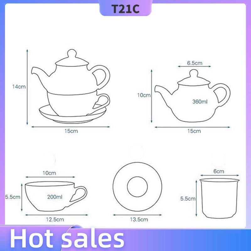 T21C 2X Flower Teapot Flower Bird Cup Saucer Heat-Resistant Glass Pot Set Coffee Cup Afternoon Tea Tea Set Pink