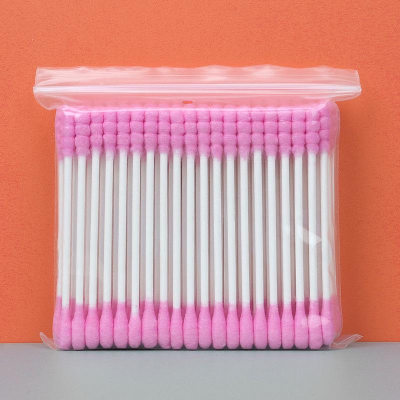 100-Pack Double-Ended Cotton Swabs: Colored, Disposable, Multi-Functional Beauty & Cleaning Tools