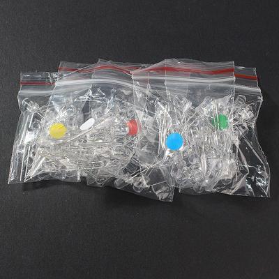 100 Stück Superhelle Leuchtende 5MM LED Dioden DIY Elektronik-Kit, 5MM Transparente LEDs Kit, F5 Rot Gelb Blau Grün Weiß