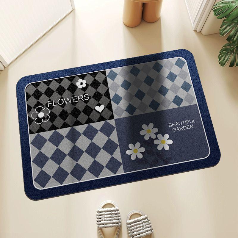 Light Luxury Bathroom Absorbent Floor Mat, Bathroom Door Toilet Non-slip Mat, Bathroom Carpet Quick-drying Foot Pad Anti-drop