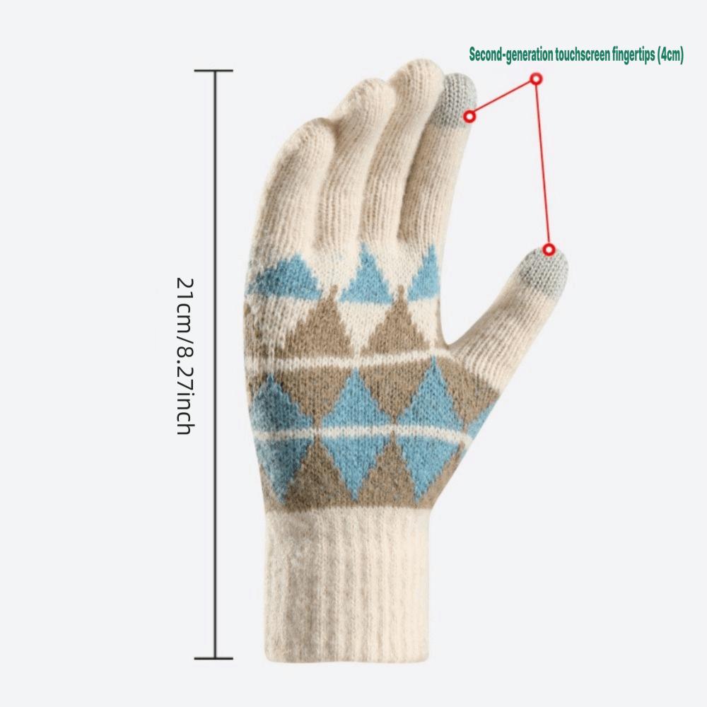 Thickened Winter Gloves Touchscreen Finger Separated Warm Gloves Cute Knitted Gloves  Autumn Winter